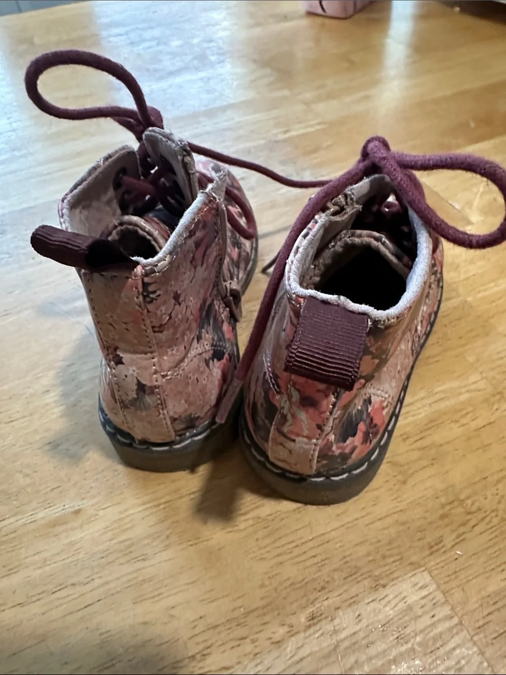 Zara Pink and Plum Floral Lace-Up Toddler Ankle Boots